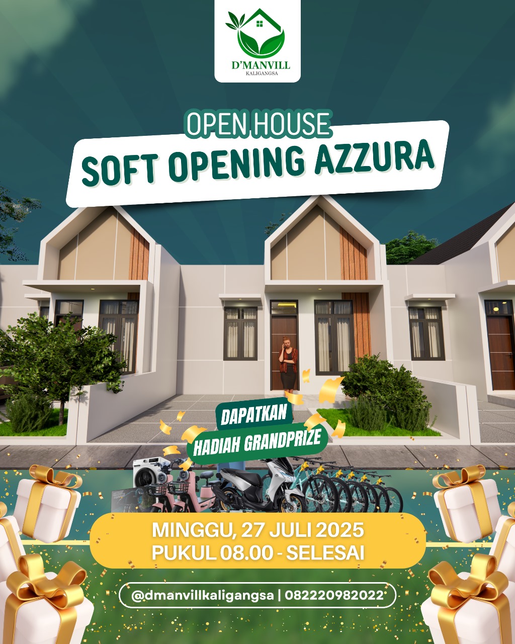 Open House D’Manvill Kaligangsa! Launching Tipe Azura 40/66, Bonus Puluhan Juta & DP Suka-Suka